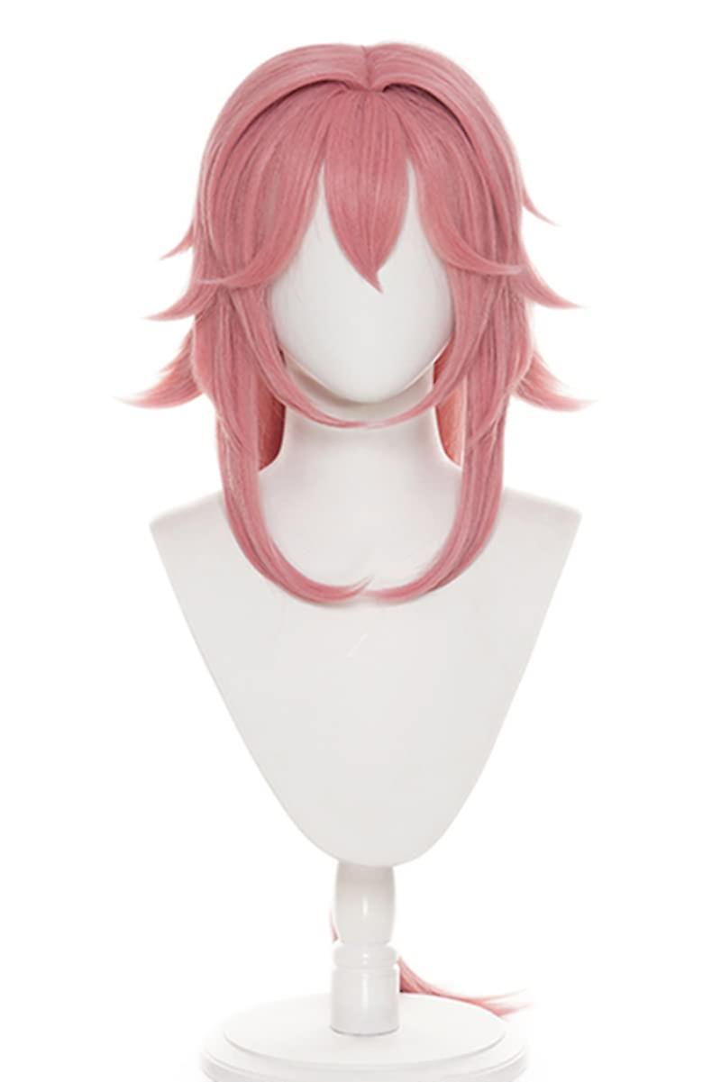 Light Pink Fluffy Ponytail With Bangs Wig For Cosplay Yae Miko Anime Halloween Costume Wig Light Pink -