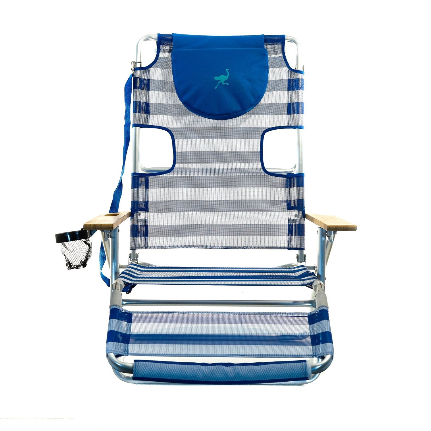 Ostrich 3-N-1 Aluminum Multi-Position Reclining Beach Chair， Striped (2 Pack)