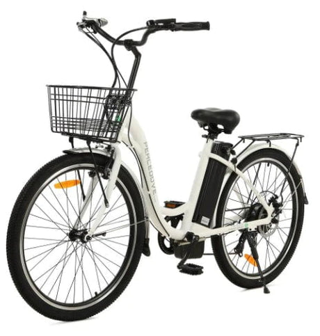 Ecotric Peacedove Step Thru Electric Bike w/ Basket and Rear Rack - City, Commuting w/ LCD Display