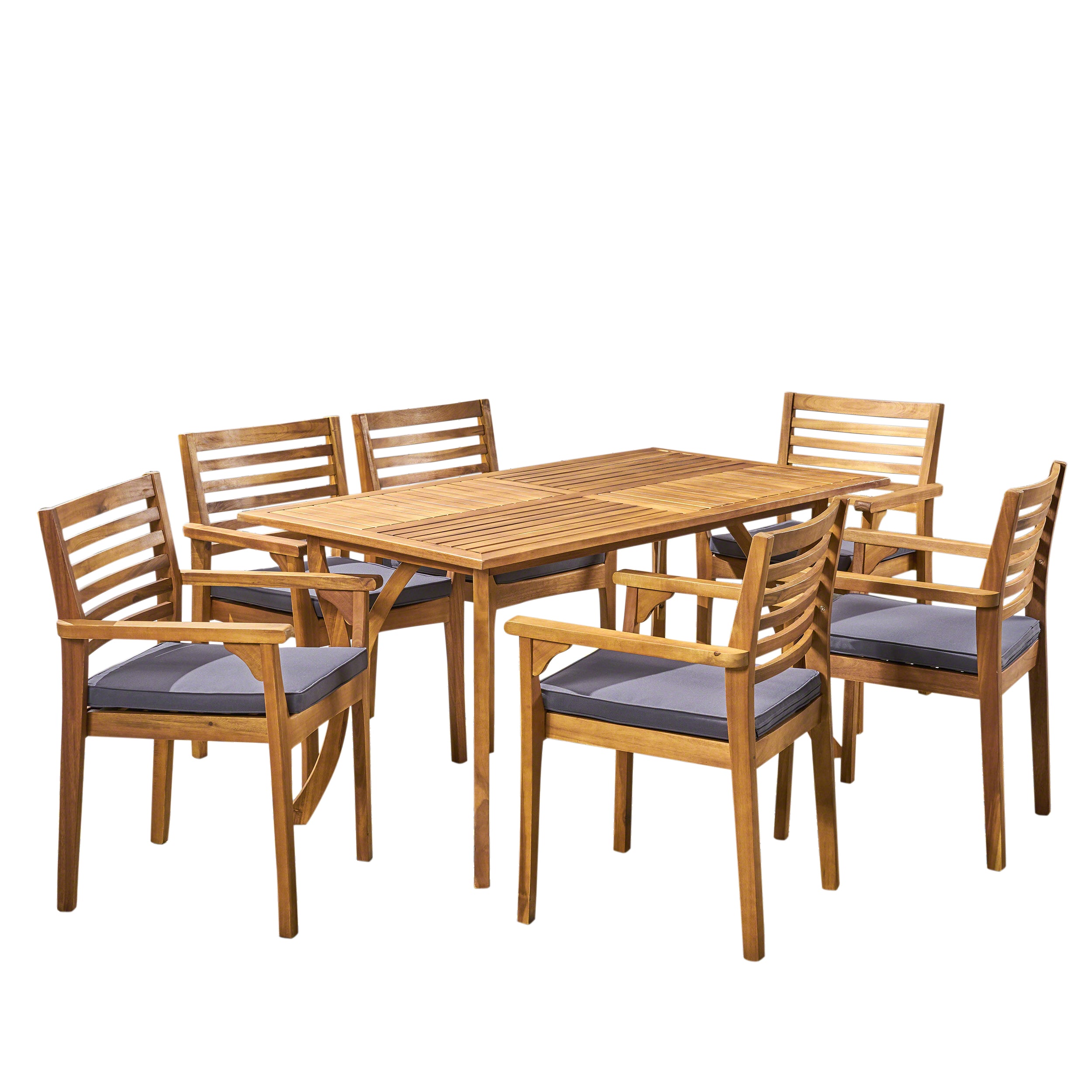 Phoenix Outdoor Acacia 6-Seater Dining Set with Cushions and 59