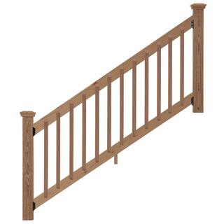 ProWood 6 ft. Walnut-Tone Southern Yellow Pine Stair Rail Kit with B2E Balusters 446449