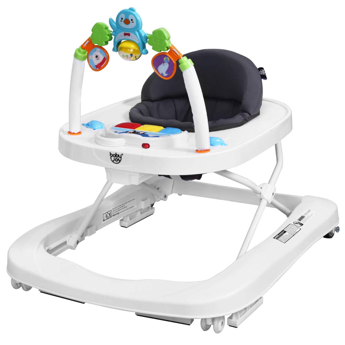 BABY JOY Baby Walker, 2 in 1 Foldable Activity Behind Walker with Adjustable Height & Speed