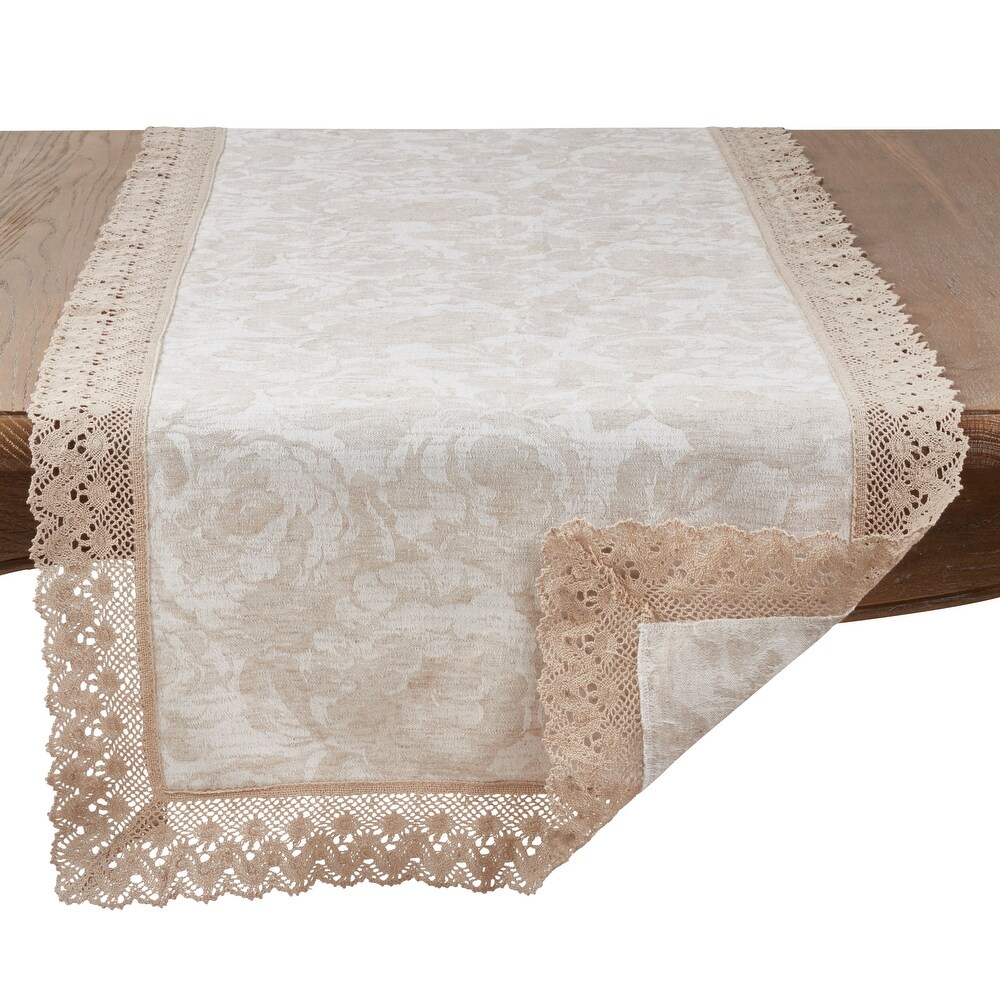 Lace Trim Jacquard Table Runner