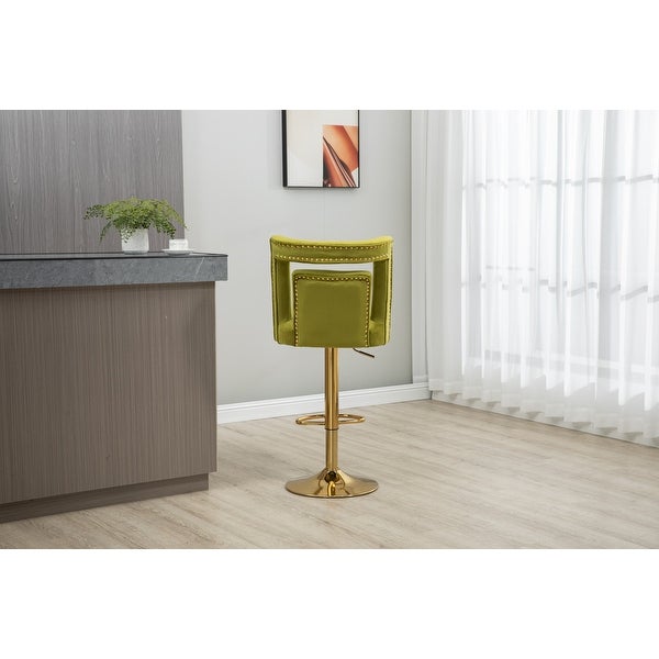 Velvet Bar Stools with Back and Footrest Counter Height Bar Chairs