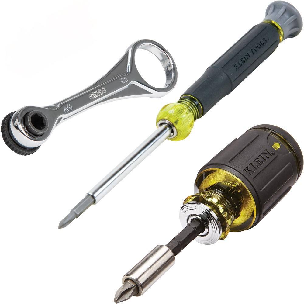 Klein Tools Multi-Bit Screwdriver and Mini Ratchet Tool Set (3-Piece) 85515