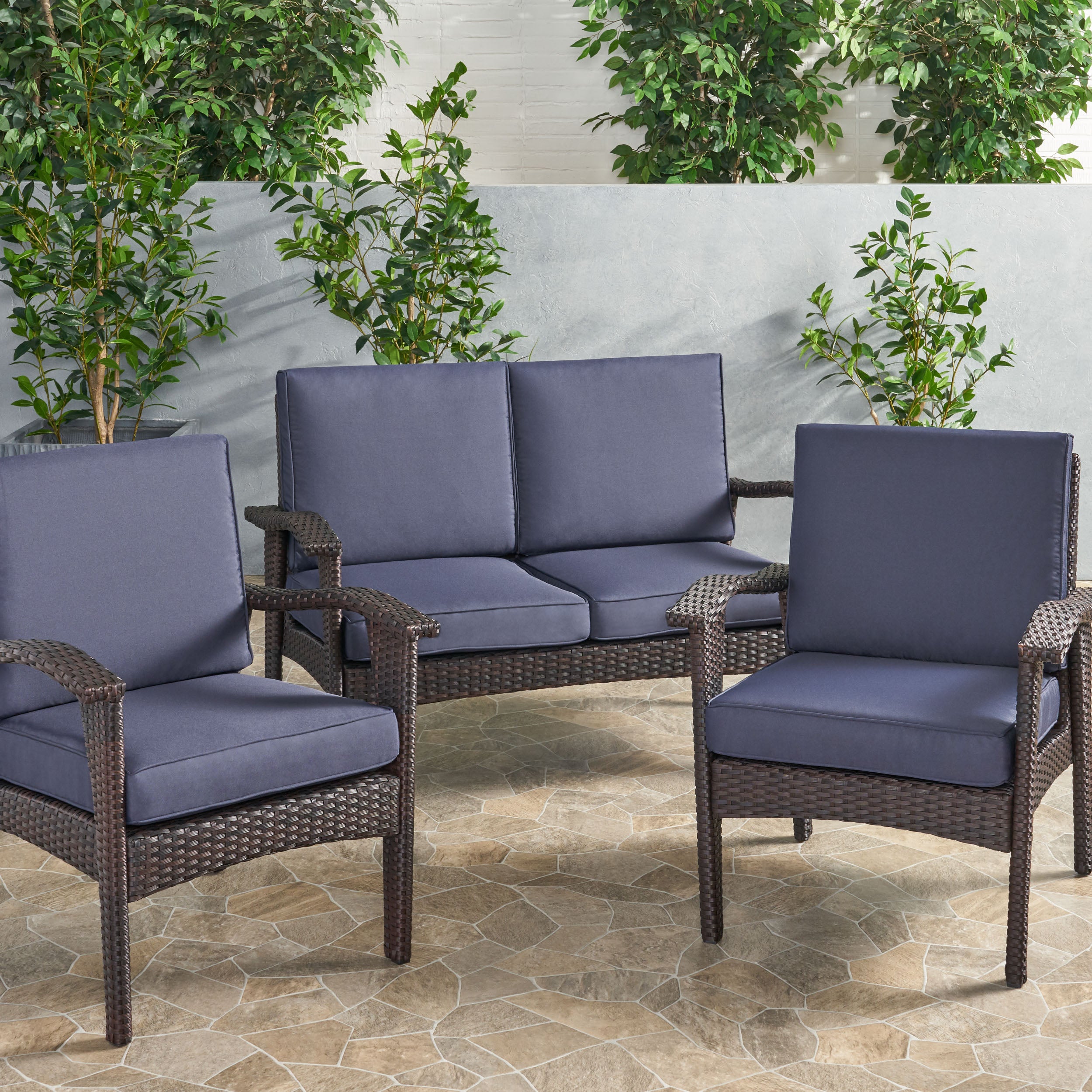 Atiyah Outdoor Water Resistant Fabric Loveseat and Club Chair Cushions