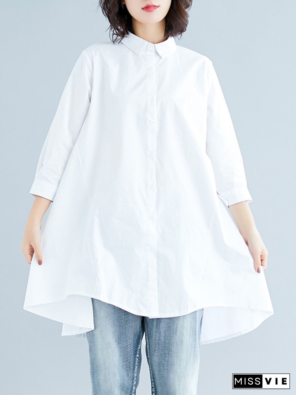 Original Irregularity Solid Blouses&Shirts