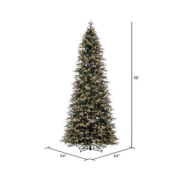 Vickerman 10' x 54 Frosted Douglas Fir Fir Artificial Slim PreLit Christmas Tree，DuraLit® Warm White LED Mini Lights.