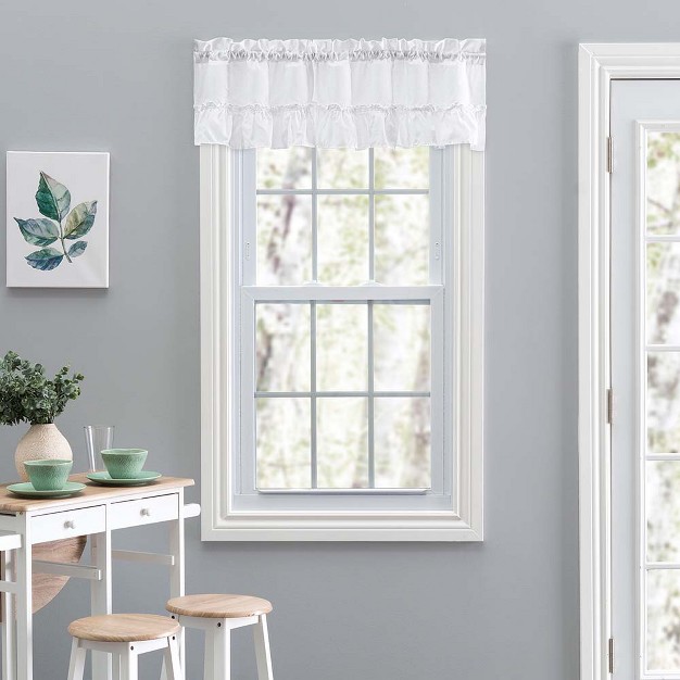 Rod Pocket High Quality Fabric Solid Color Window Ruffled Filler Valance 54 quot x13 quot White