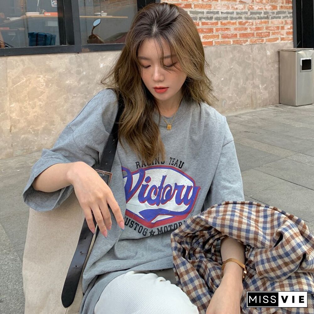 Spring Summer All Match Print Letter T Shirt Women O Neck Short Sleeve Mujer Tees Street Wear Lady Tops Harajuku Style New