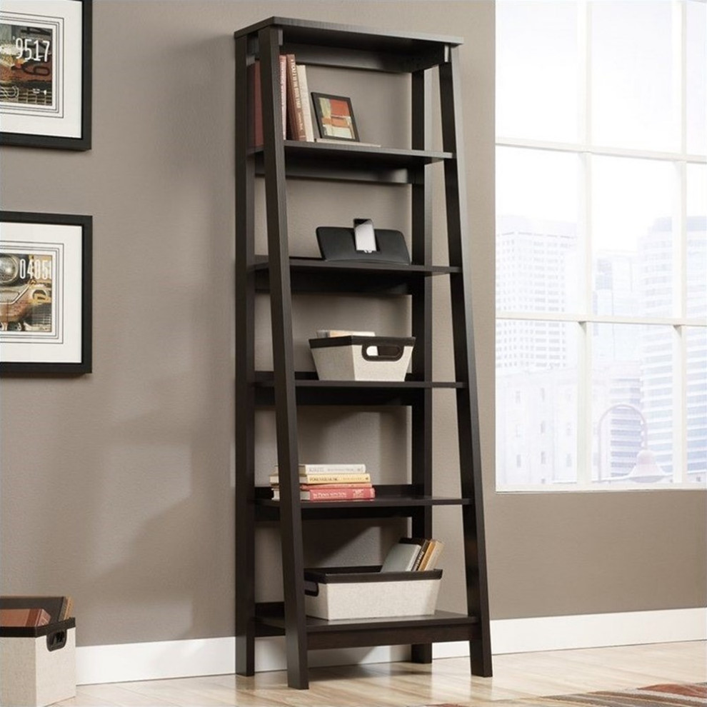 Sauder Trestle Engineered Wood 5 Shelf Bookcase in Vintage Oak   Transitional   Bookcases   by Homesquare  Houzz