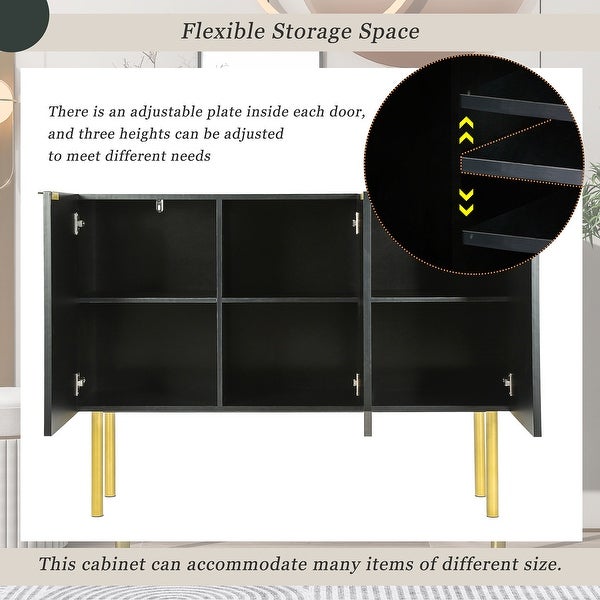 Modern Simple Sideboard Console Table with Gold Metal Legs and Handles