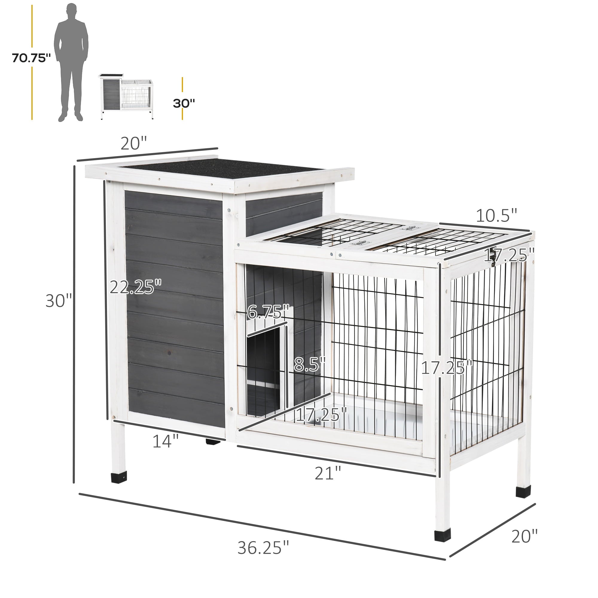 Elegant Rabbit Hutch Bunny Cage Wooden Small Pet Playpen w/ Elevated Stand