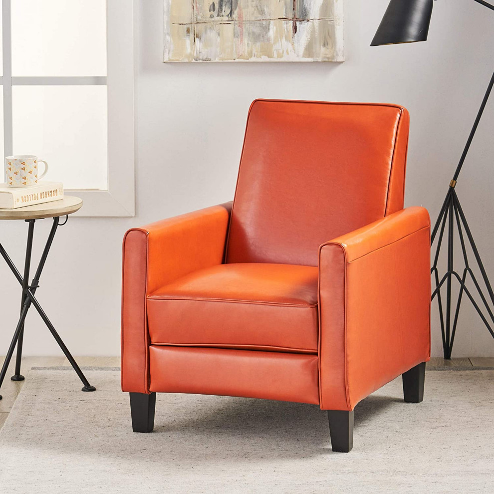 Contemporary Recliner  Low Profile Design With Faux Leather Padded Seat   Contemporary   Recliner Chairs   by Declusia  Houzz