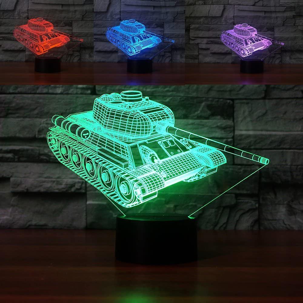 3d Modern Armored Tank Car Night Light Lamp Night Light Touch Table Desk Optical Illusion Lamps 7 Color Changing Lights Home Xmas Birthday Gift