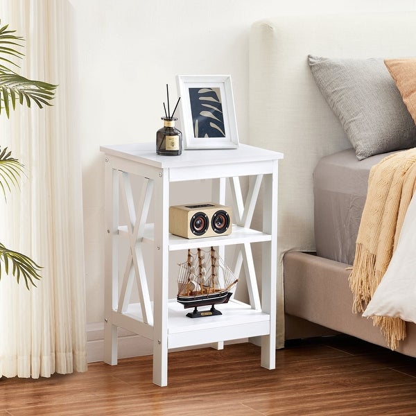 Modern End Table with 3-Tier Open Storage Shelves