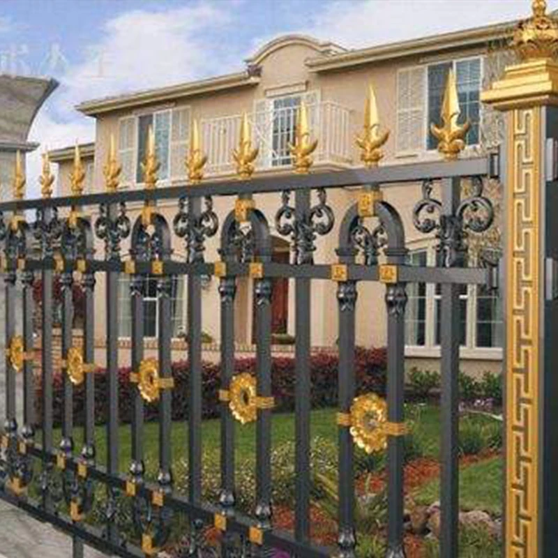 Outdoor large luxury double gate wrought iron gate design and garden fence design and manufacture