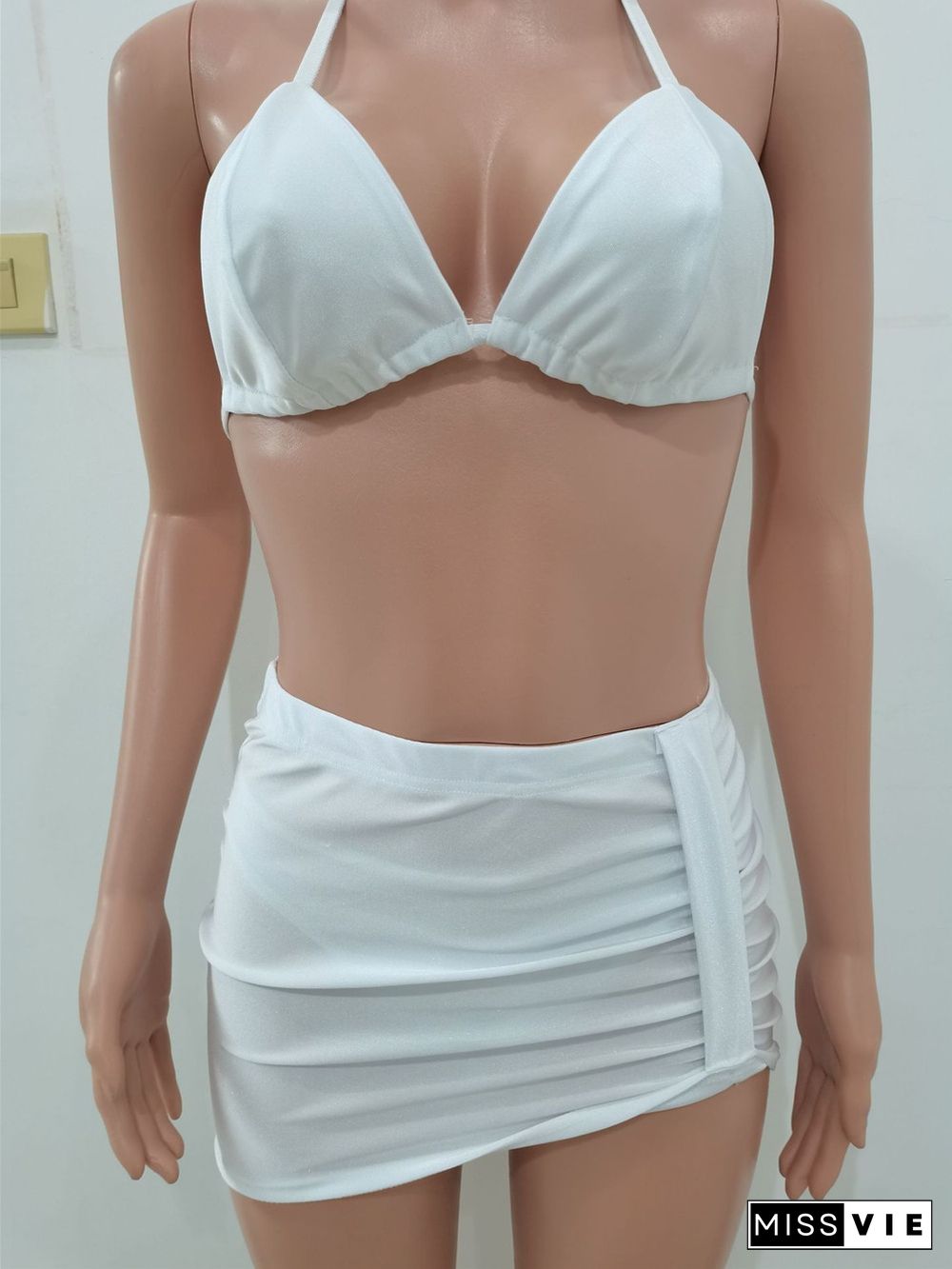 Sexy 2 Piece Set Women Bra Crop TopAnd Mini Skirt Mesh Sheer Ruched Party Bodycon Club Outfits Summer Beach Women Set Underwear