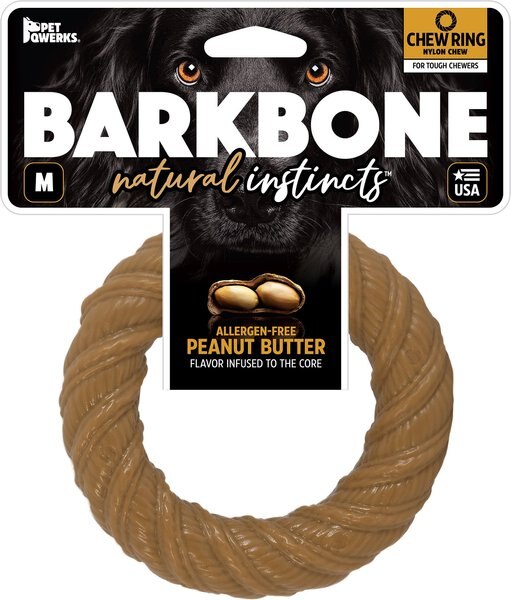 Pet Qwerks BarkBone Peanut Butter Flavor Chew Ring Tough Dog Chew Toy