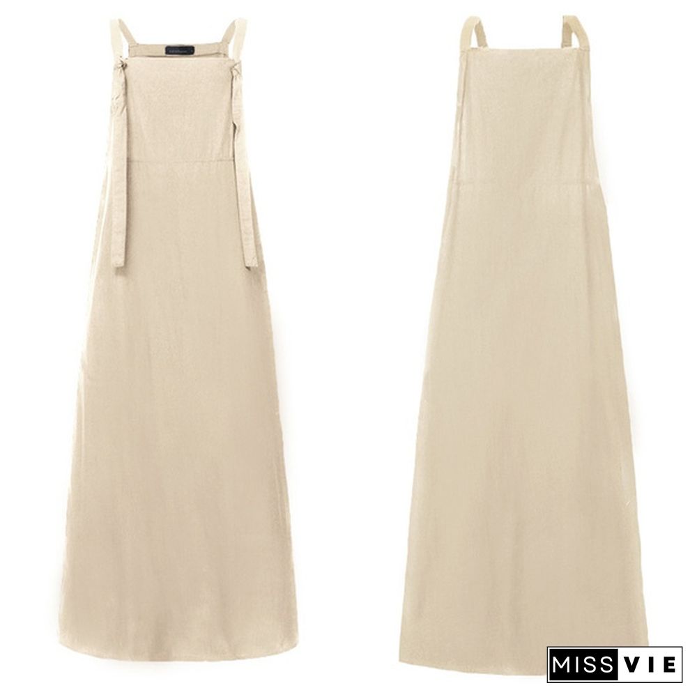 Women Summer Plus Size Strappy Maxi Sundress Loose Solid Pinafore Overalls Holiday Dress Oversized