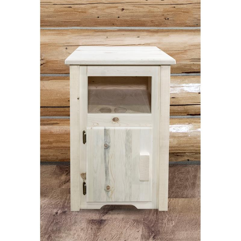 Montana Woodworks Homestead Wood End Table with Door in Natural Lacquered   Rustic   Side Tables And End Tables   by Homesquare  Houzz