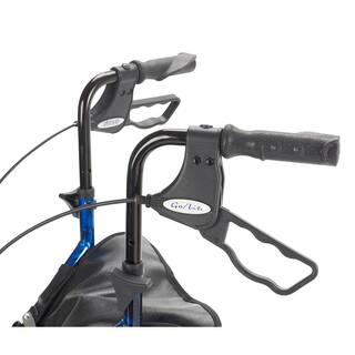 Drive Medical 3-Wheel Rollator Rolling Walker with Basket Tray and Pouch Flame Blue 10289bl