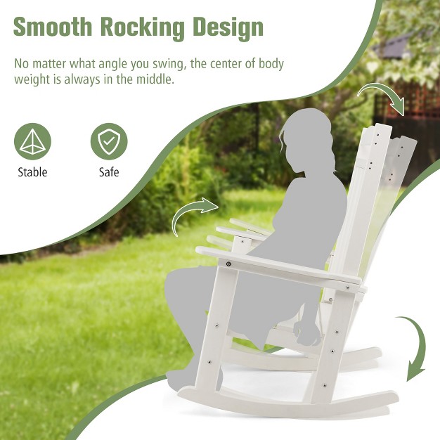 Costway Patio Rocking Chair All weather Hdpe Rocker High Back Porch White grey turquoise