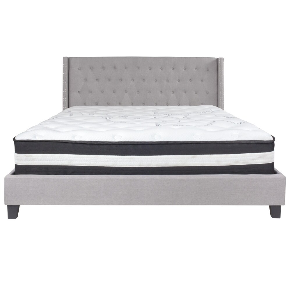 Tufted Upholstered Platform Bed with Pocket Spring Mattress