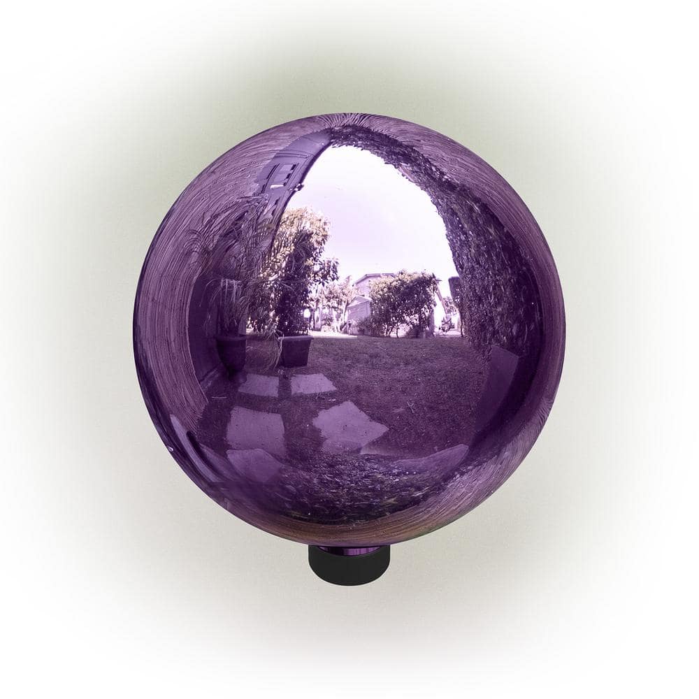 Alpine Corporation 10 in. Dia Indoor/Outdoor Glass Gazing Globe Festive Yard Decor, Dark Purple GLB292PL