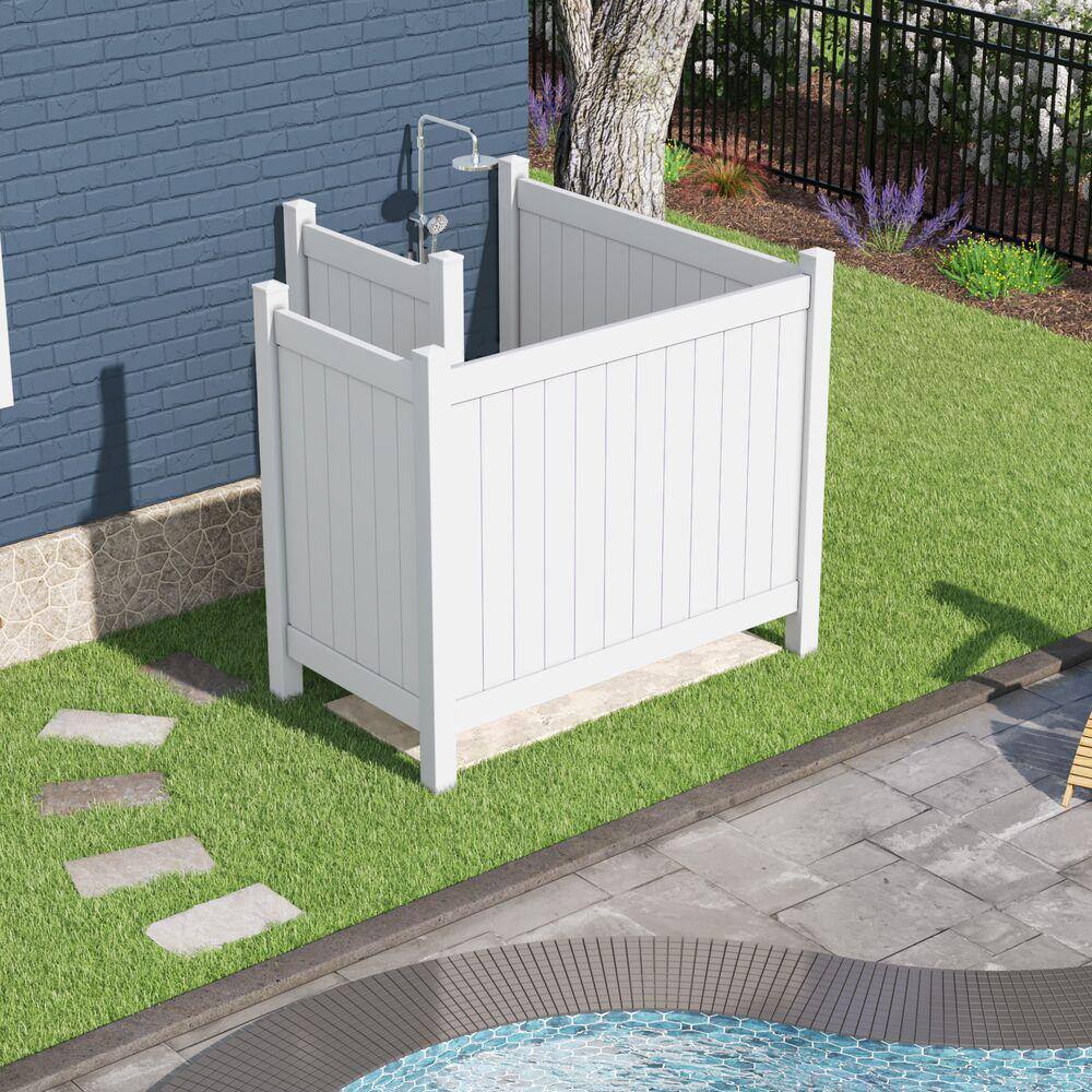 Barrette Outdoor Living 6.4 ft. x 6.4 ft. White Vinyl Fence Panel Outdoor Changing Room 73055224