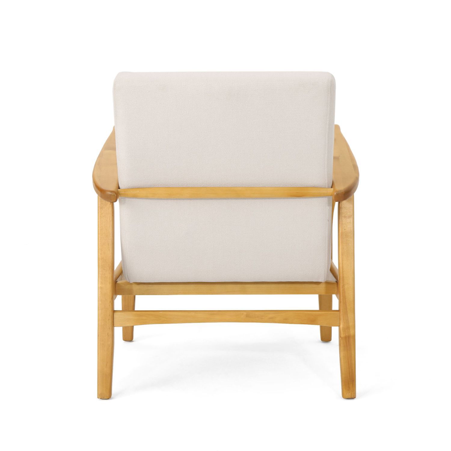 31.75 Ivory and Walnut Brown Contemporary Club Chair