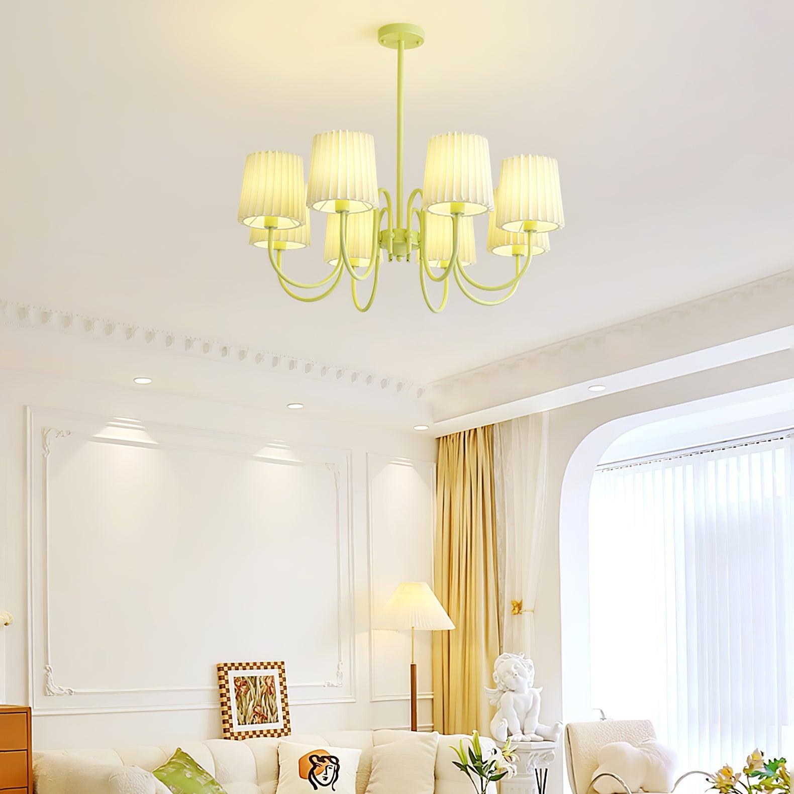 Pleated Fabric Matcha Chandelier