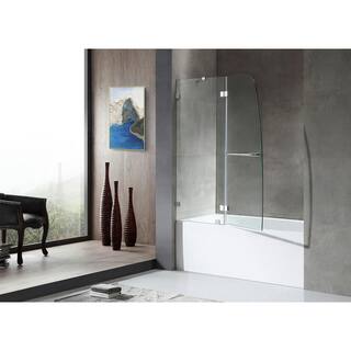 ANZZI 5 ft. Acrylic Left Drain Rectangle Tub in White with 48 in. W x 58 in. H Frameless Hinged Tub Door in Chrome SD1101CH-3060L