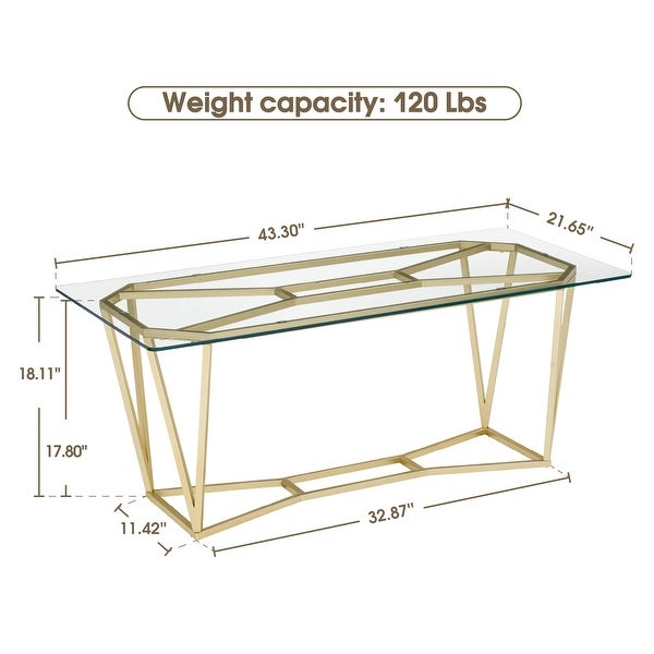 ivinta Modern Gold Glass Coffee Table for Living Room with Metal Frame - 43.30