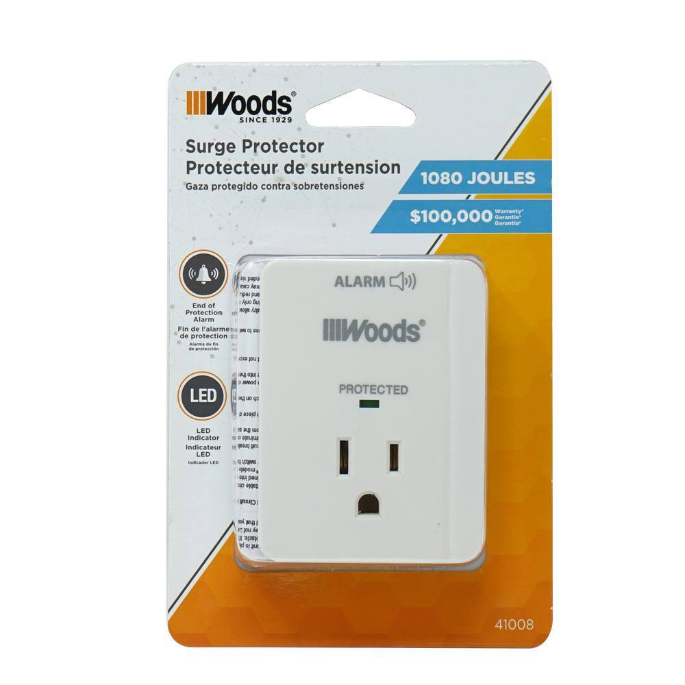 Woods 1-Outlet Surge Tap 41008