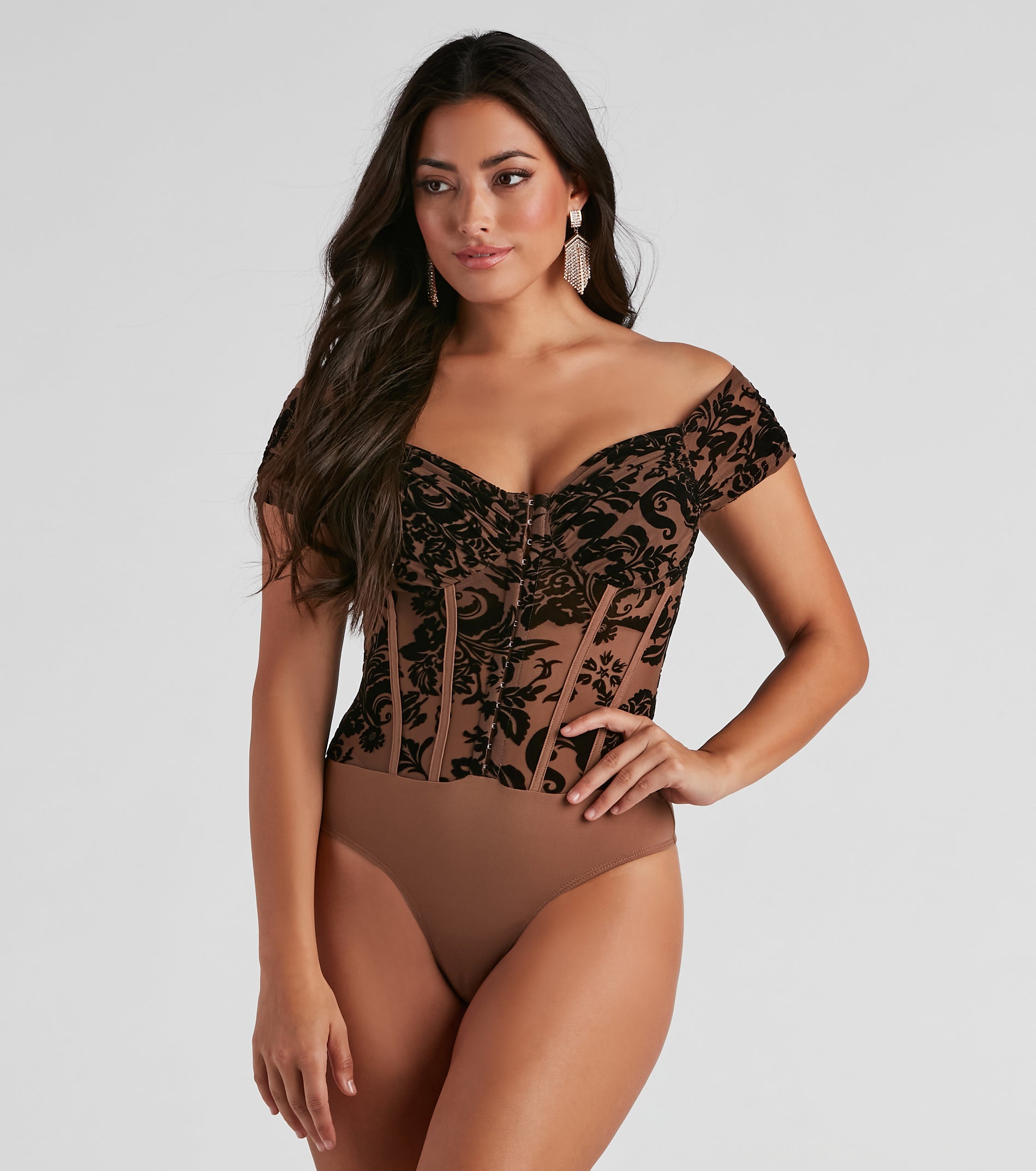 So Regal Flocked Velvet Bodysuit