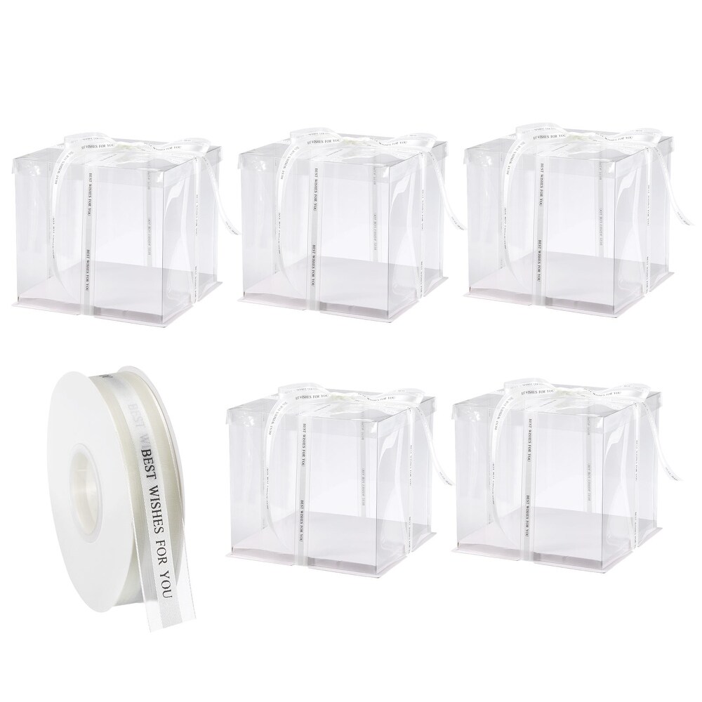 Clear Cake Box with Ribbon  5Pcs 10\