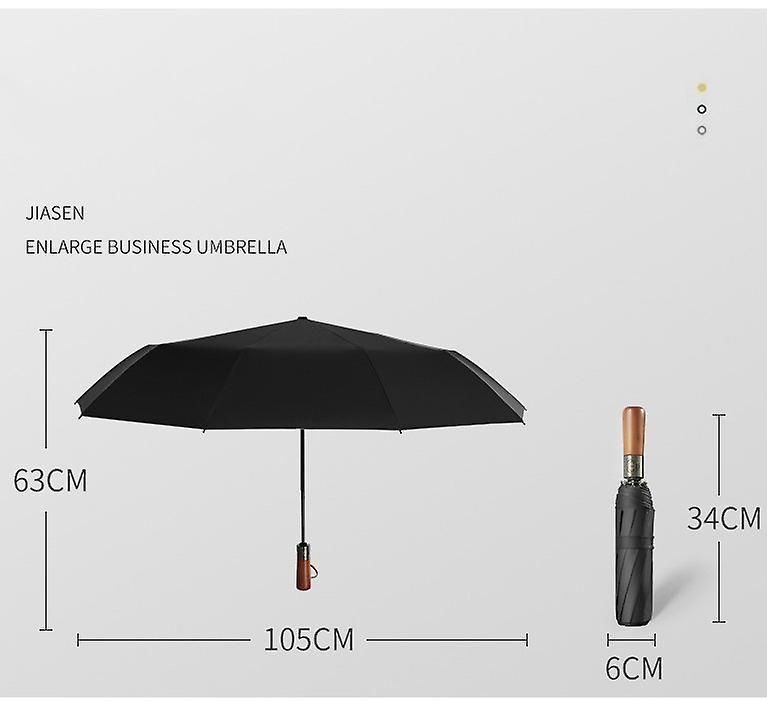 12 Ribs Wooden Fully Automatic Reverse Umbrella Large Folding Sun Umbrella For Men And Women Sunny And Rainy