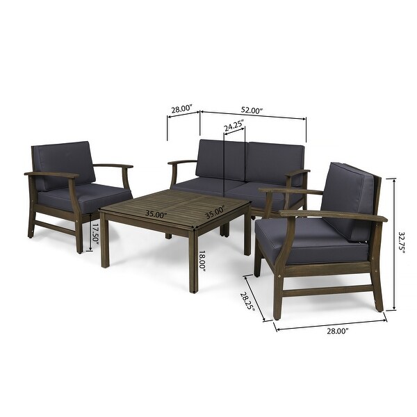 Perla Acacia 5piece Chat Set with Cushions by Christopher Knight Home