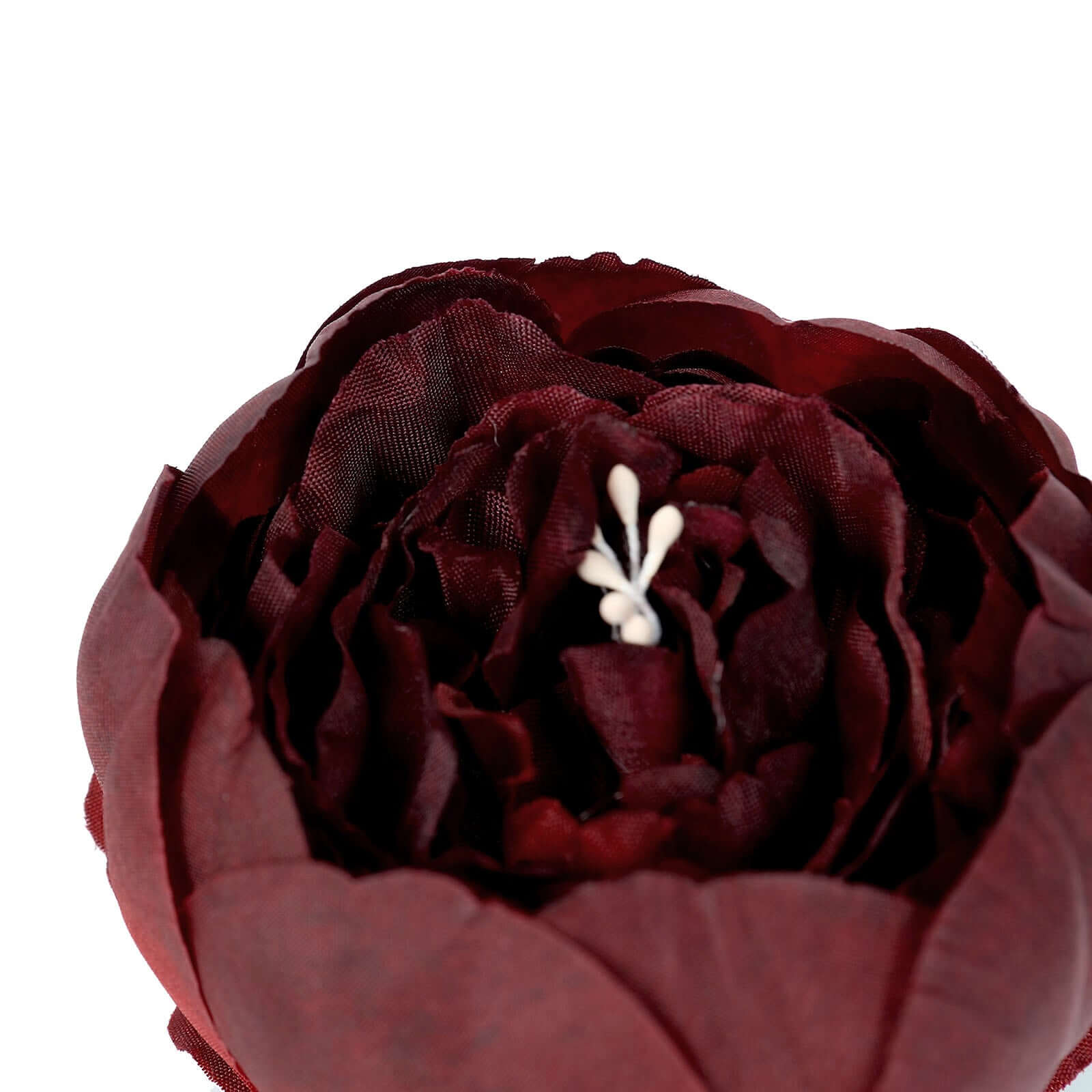 10 Pack Burgundy Artificial Silk DIY Craft Peony Flower Heads 3