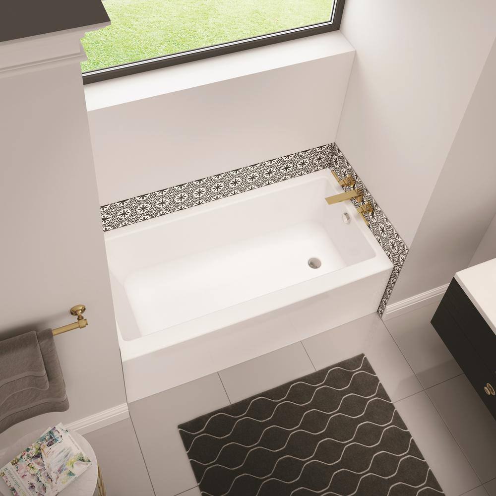 MAAX Bosca 60 in. x 30 in. Acrylic Right Drain Rectangular Alcove Soaking Bathtub in White 106395-000-001-102