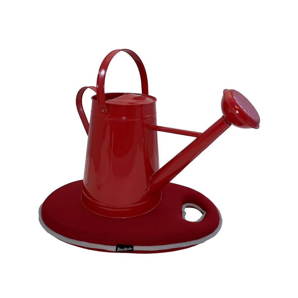 2.1 Gal. Red Traditional Watering Can with Red Memory Foam Kneeling Cushion 36-5180R