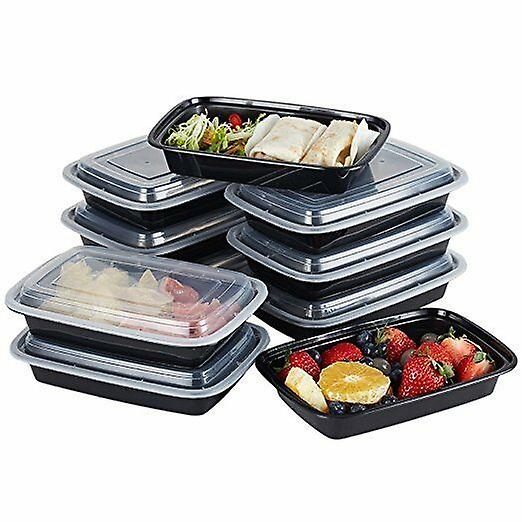 10/20pcs Reusable Meal Prep Food Containers Plastic Lunch Box Microwavable Au