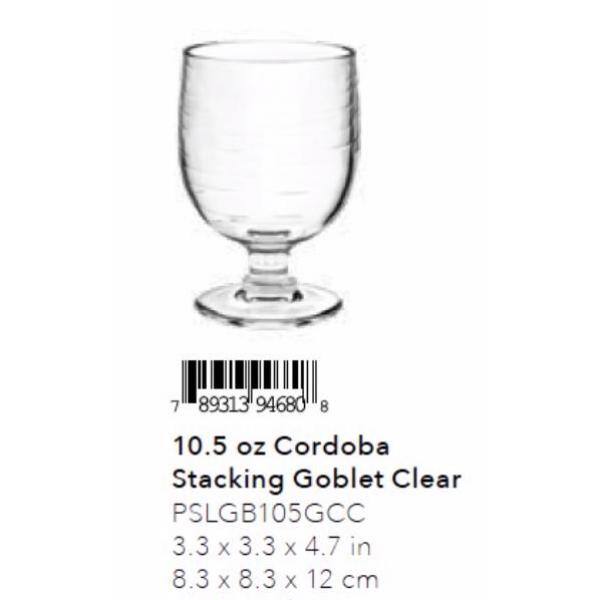 TarHong 10.5 oz. 6-Piece Cordoba Clear Stacking Goblet Set PSLGB105GCC