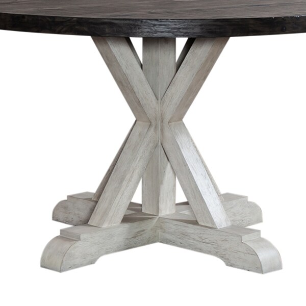 Willowrun Rustic White Weathered Gray Pedestal Table Set