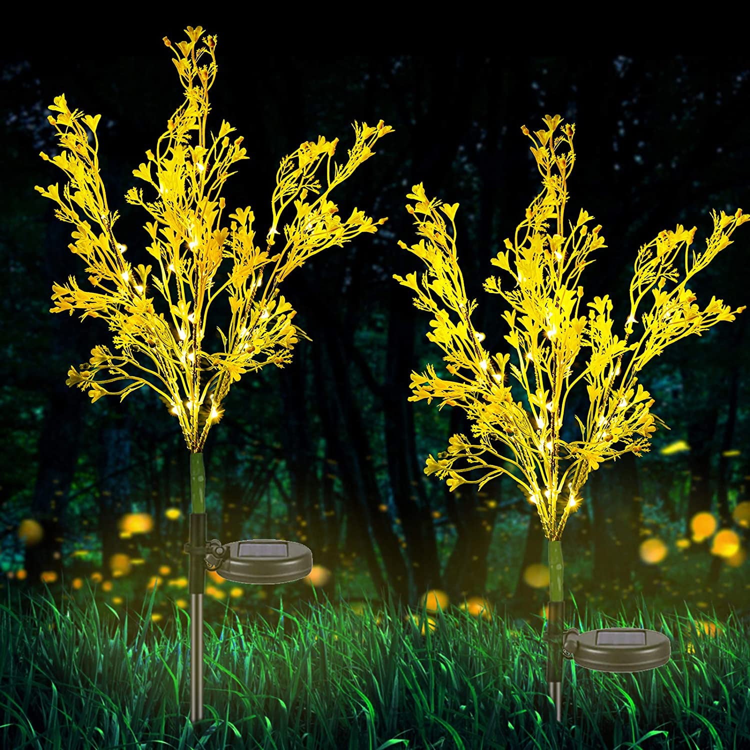 Willstar 2pcs Solar Garden Stake Lights ，Led Outdoor Waterproof Canola Flowers Lights Stakes for Pathway，Patio，Lawn，Landscape Decoration