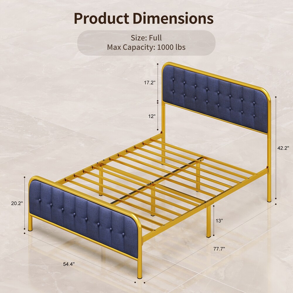 Platform Bed Frame Full/ Queen Size with Headboard