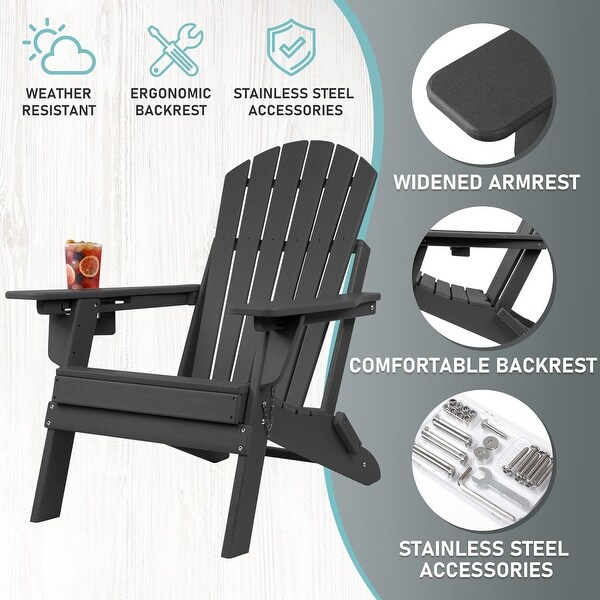 Vrakae Adjustable and Folding Adirondack Chair with Cup Holder