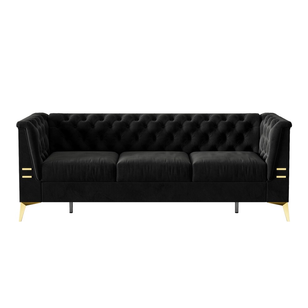 8 Way Hand Tied Sofa Velvet Loveseat Recliner Bench Tufted Multiple Cushions Couch Living Room Square Arms Chaise Settee