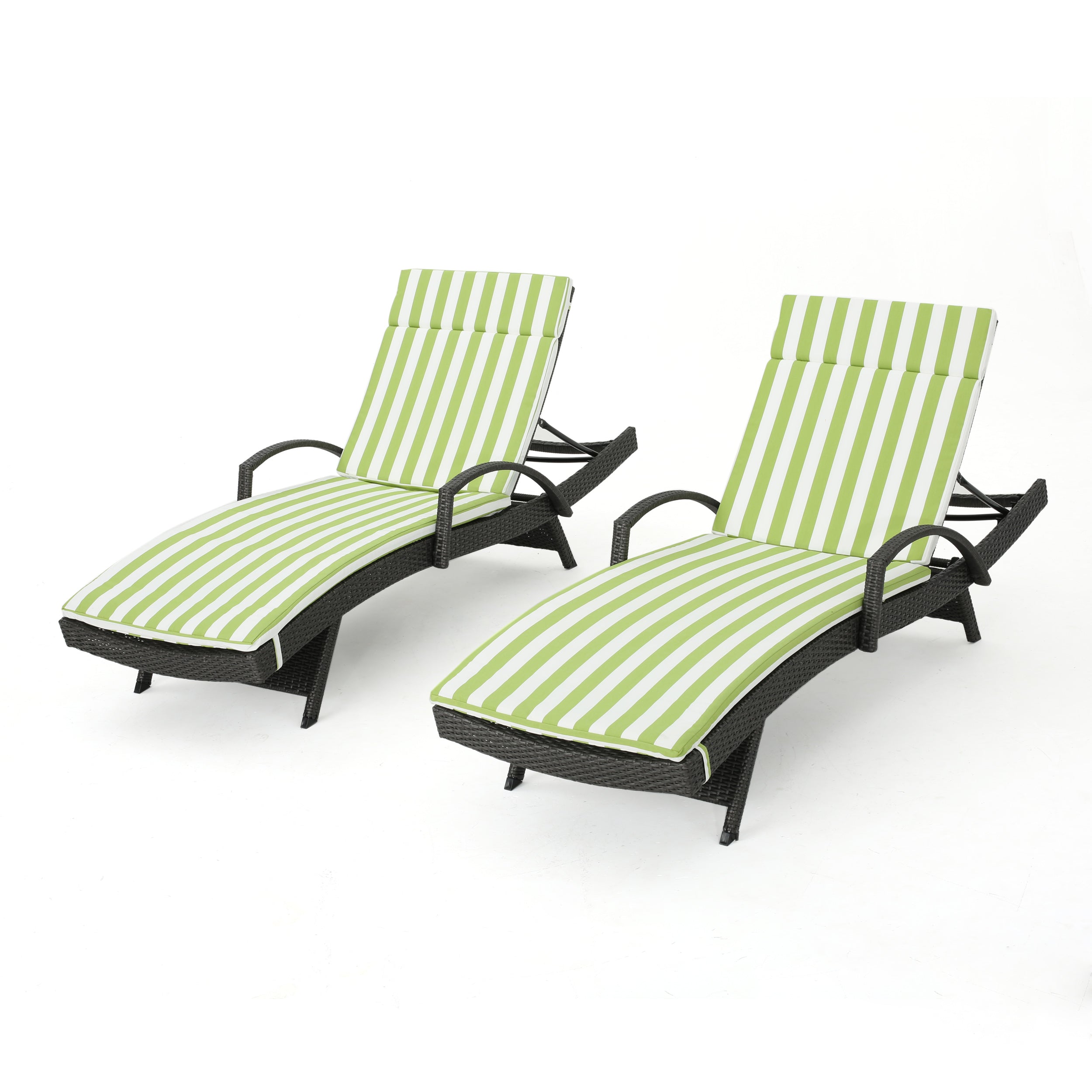 Soleil Outdoor Wicker Chaise Lounges w/ Water Resistant Cushions (Set of 2)